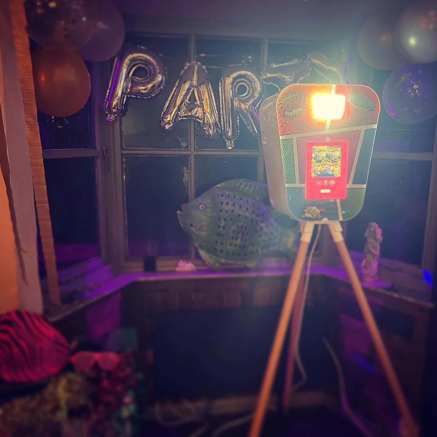 The WHAM comic-style photo booth ready for an event